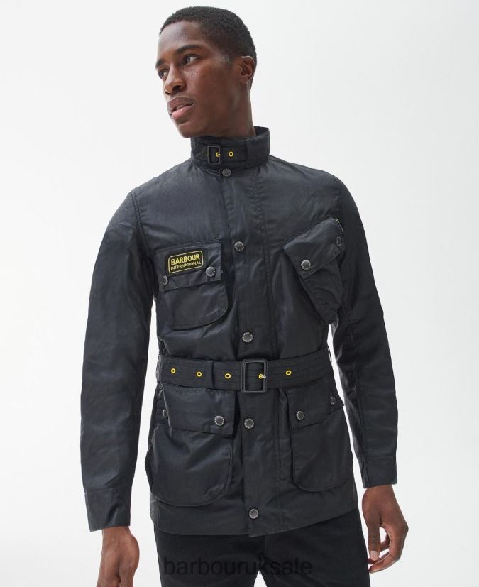 Slim International Wax Jacket Barbour Men R08LB614 Clothing Black - Click Image to Close