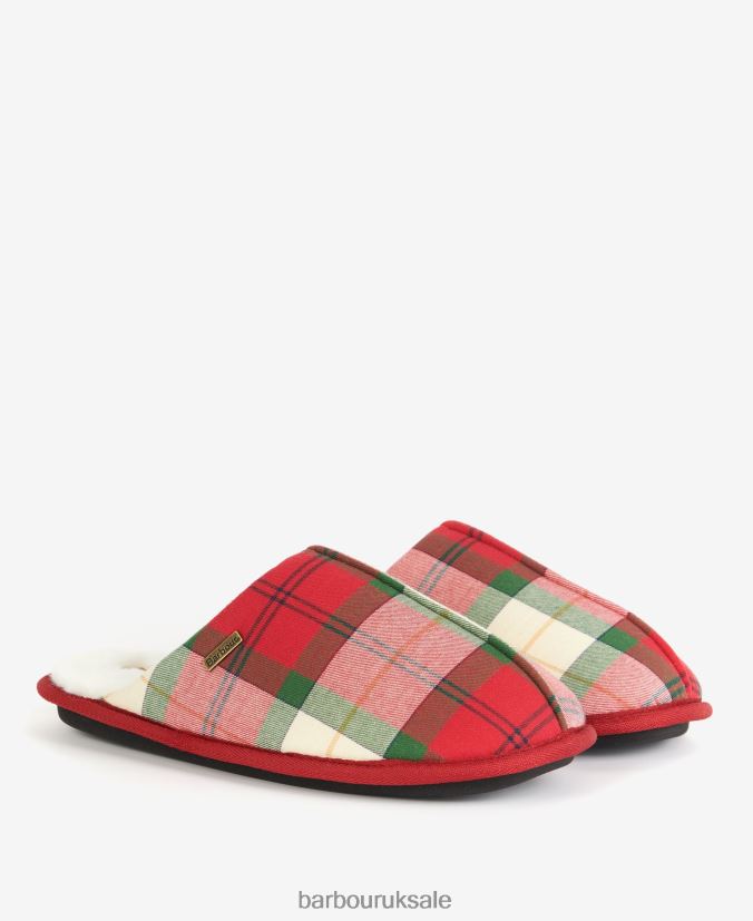 Young Slippers Barbour Men R08LB61254 Footwear Berry Red Tartan