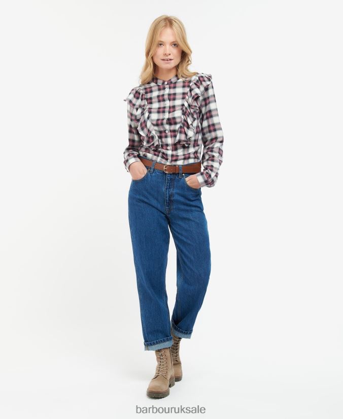 Pearl Shirt Barbour Women R08LB61627 Clothing Cloud/Navy Check