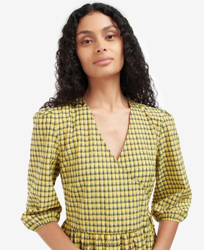 Addison Dress Barbour Women R08LB61883 Clothing Sunrise Yellow Check