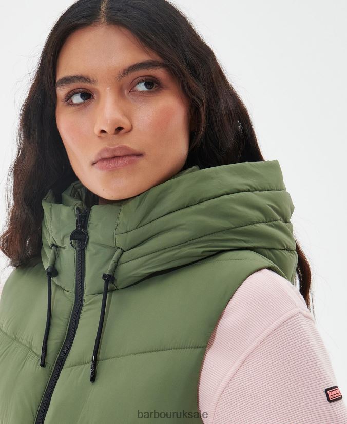 Halton Gilet Barbour Women R08LB61564 Clothing Green Smoke