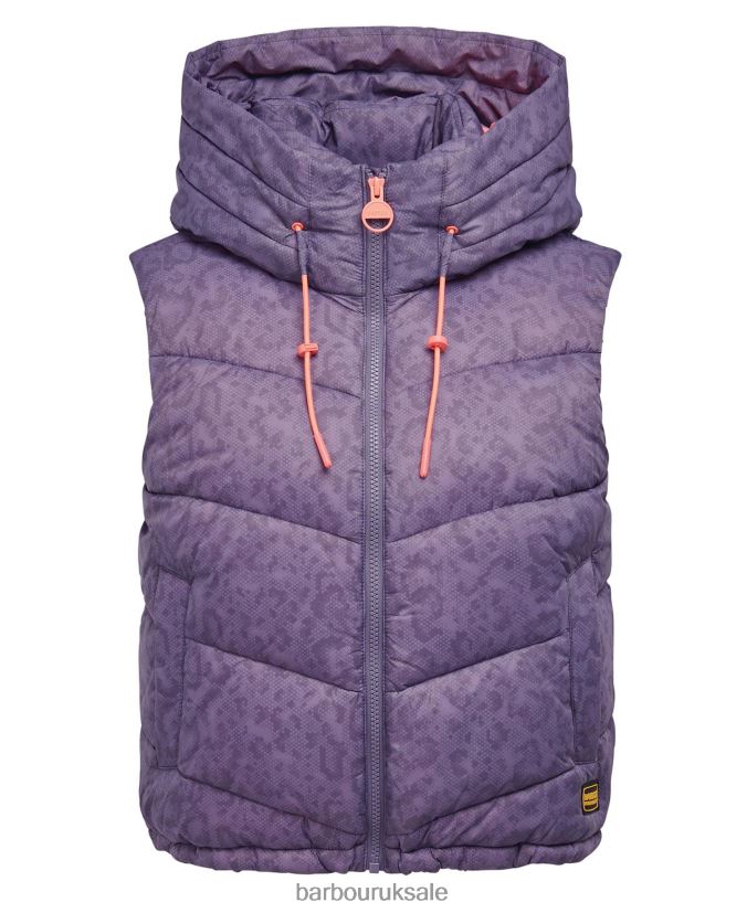 Printed Halton Gilet Barbour Women R08LB61569 Clothing Moonscape print