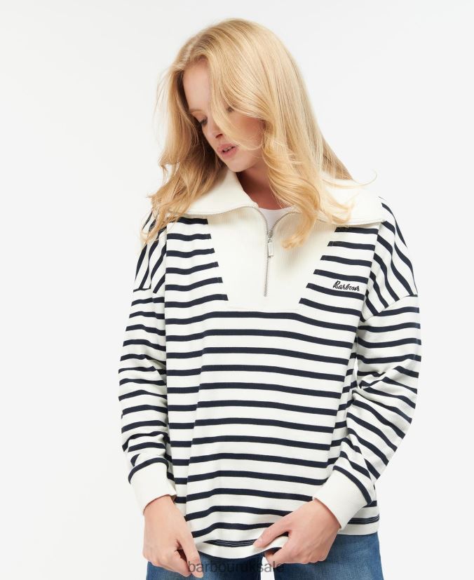 Kendra Sweatshirt Barbour Women R08LB61991 Clothing Cloud/Navy Stripe