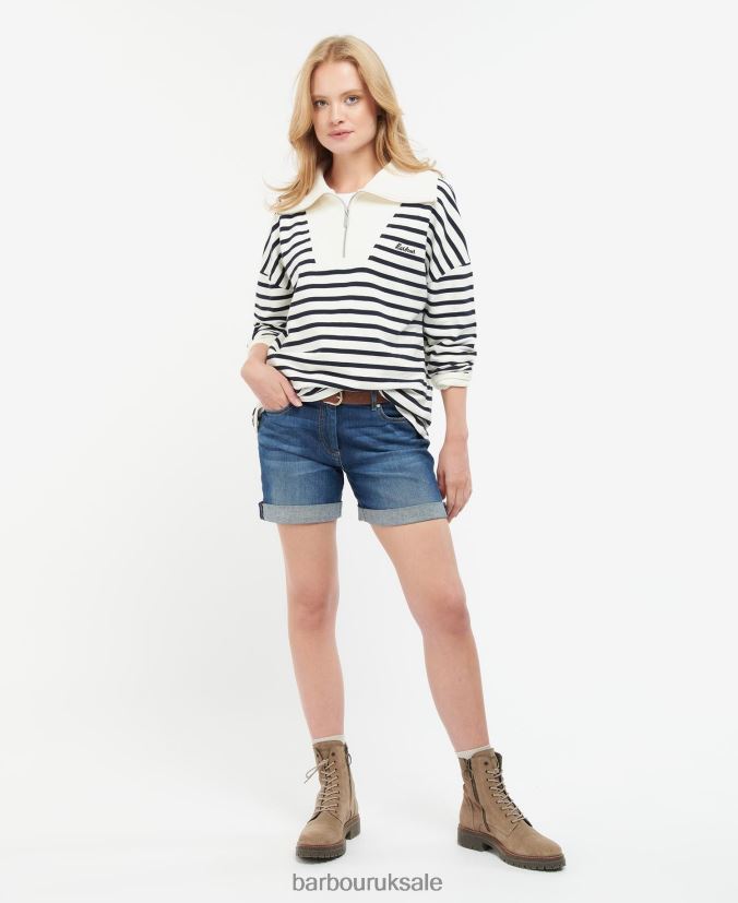 Kendra Sweatshirt Barbour Women R08LB61991 Clothing Cloud/Navy Stripe