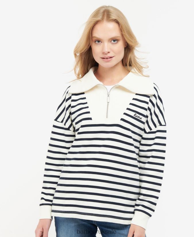 Kendra Sweatshirt Barbour Women R08LB61991 Clothing Cloud/Navy Stripe