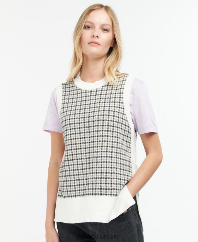 Dumbarton Knitted Sweater Vest Barbour Women R08LB61975 Clothing Multicheck - Click Image to Close