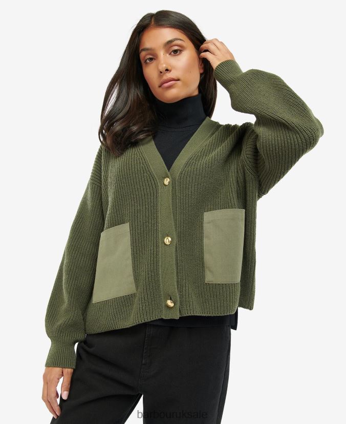 Jensons Cardigan Barbour Women R08LB61945 Clothing Midnight Green