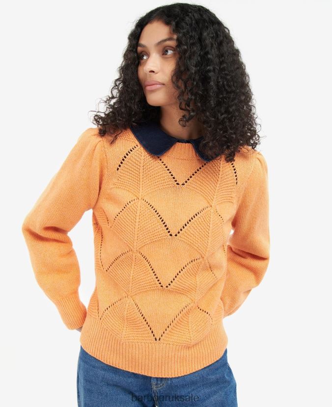 Leilani Knitted Jumper Barbour Women R08LB61940 Clothing Papaya - Click Image to Close