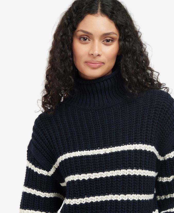 Lunan Knit Barbour Women R08LB61956 Clothing Navy Stripe