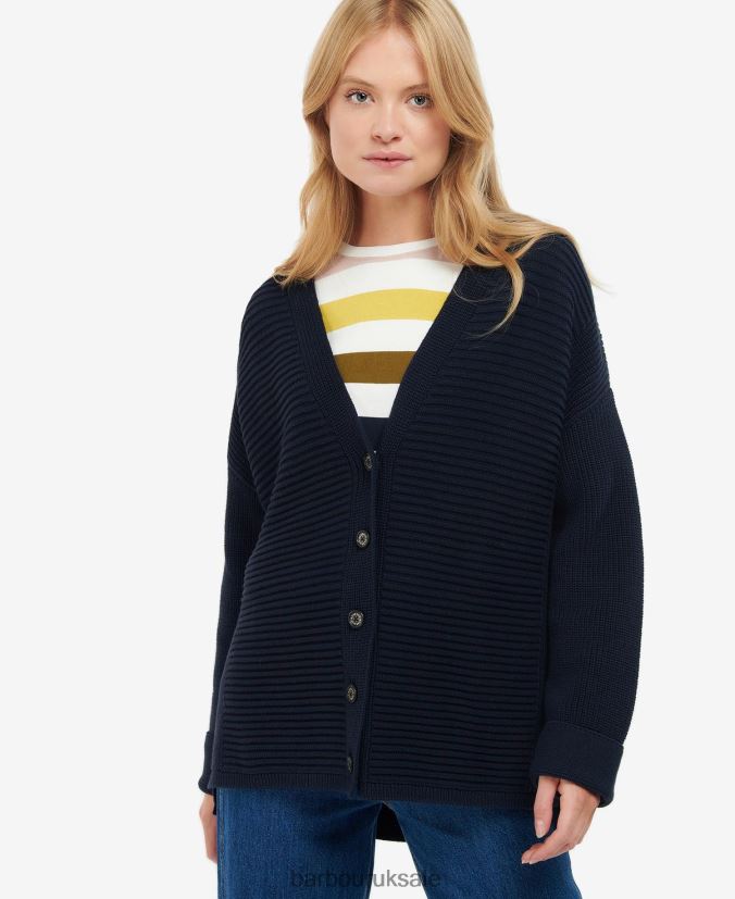 Stitch Guernsey Button Cardigan Barbour Women R08LB61936 Clothing Navy