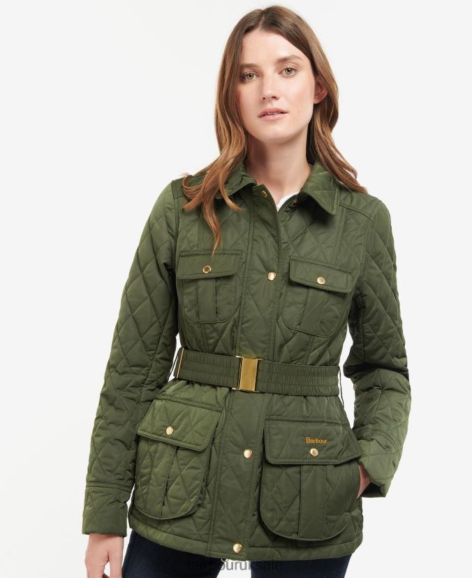 Belted Defence Quilted Jacket Barbour Women R08LB61435 Clothing Olive/Ancient