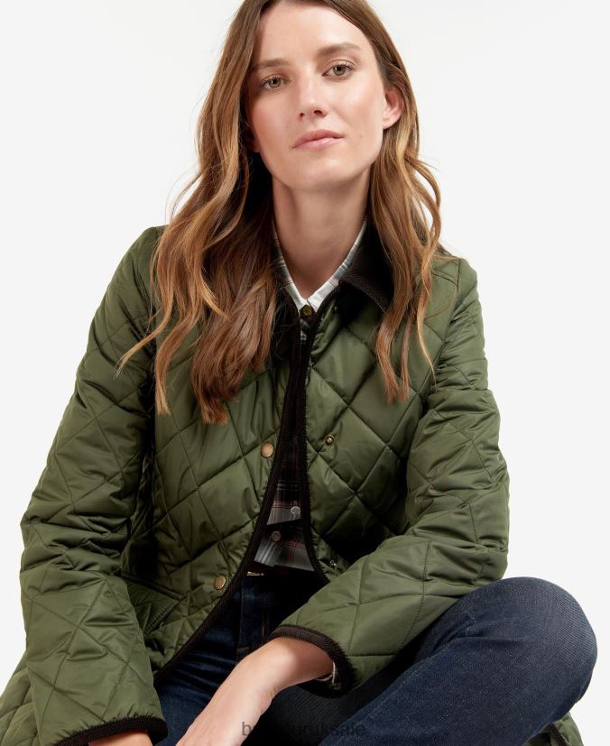 Long Cavalry Quilted Jacket Barbour Women R08LB61475 Clothing Black/Ancient - Click Image to Close