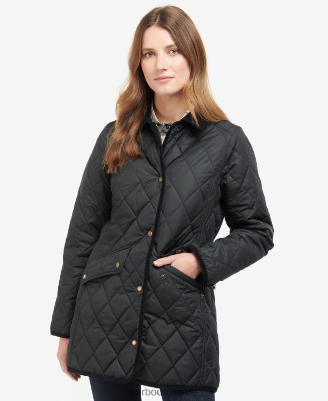 Long Cavalry Quilted Jacket Barbour Women R08LB61506 Clothing Black/Ancient