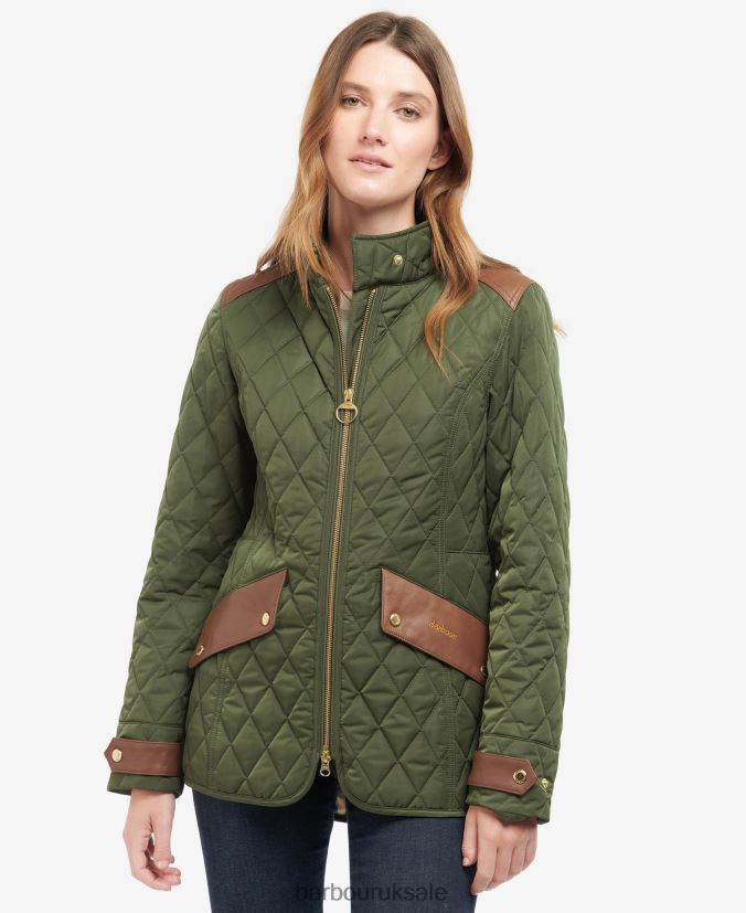 Premium Cavalry Quilted Jacket Barbour Women R08LB61485 Clothing Olive/Ancient