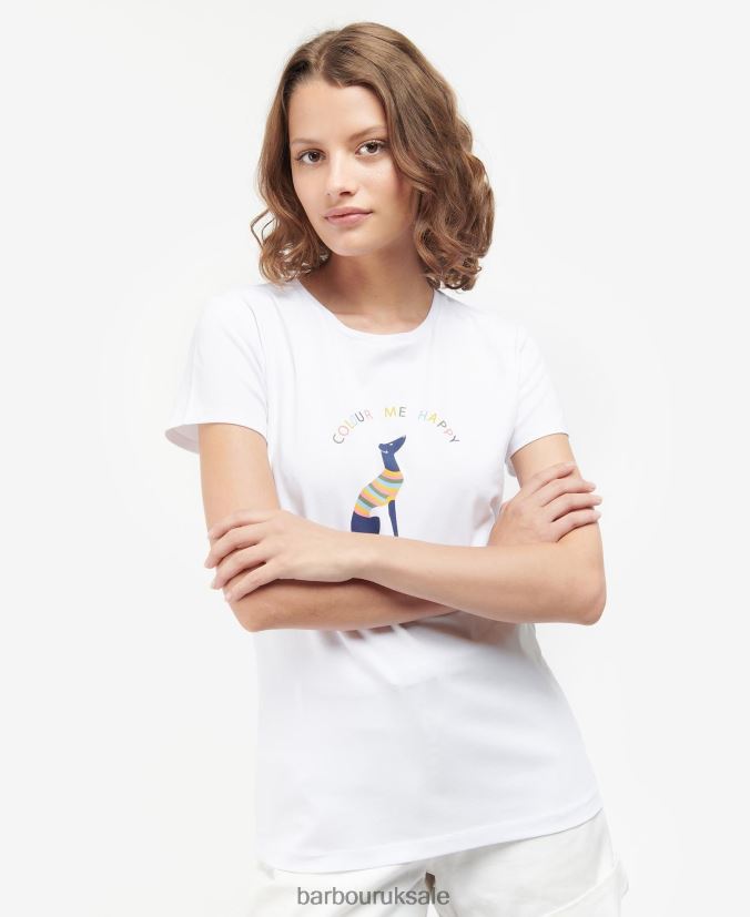 Bowland T-Shirt Barbour Women R08LB61674 Clothing Classic White - Click Image to Close