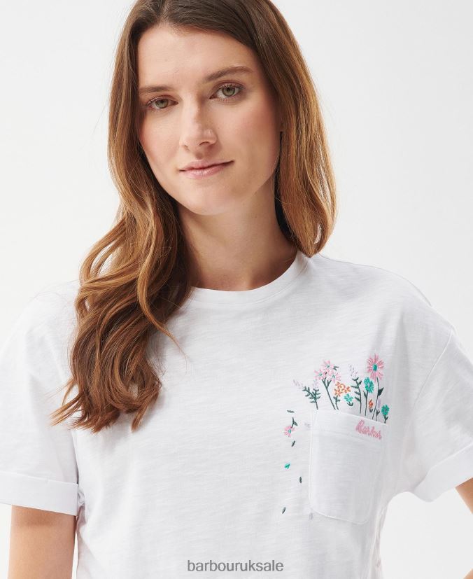 Evergreen T-Shirt Barbour Women R08LB61655 Clothing Classic White