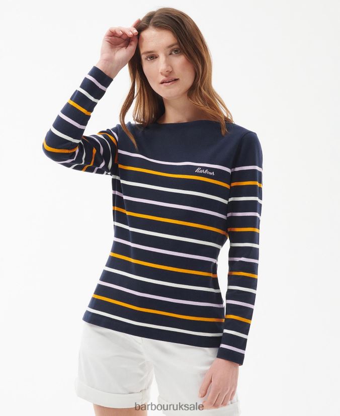 Hawkins Top Barbour Women R08LB61648 Clothing Navy Stripe - Click Image to Close