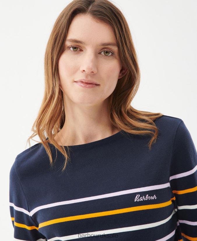 Hawkins Top Barbour Women R08LB61648 Clothing Navy Stripe