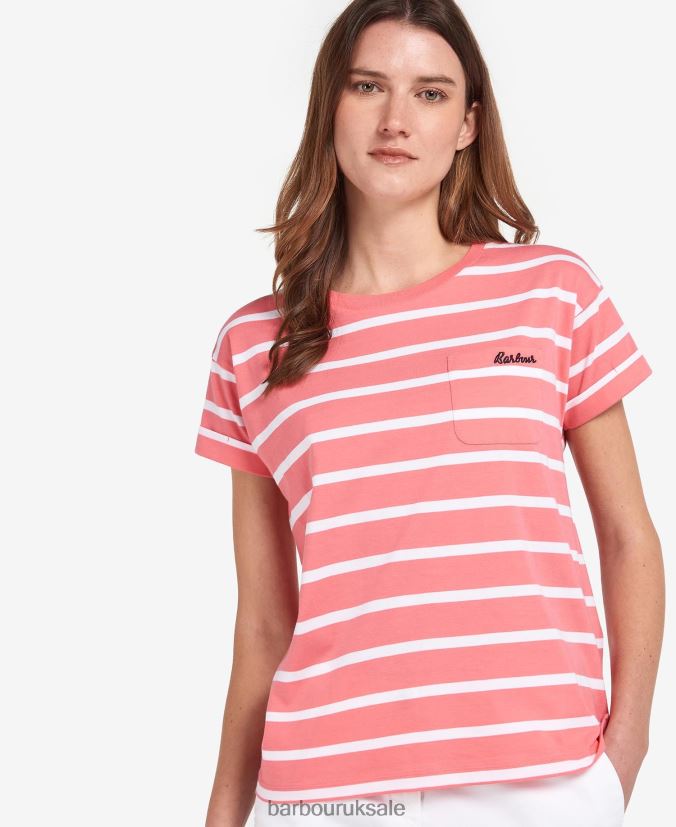 Otterburn Stripe T-Shirt Barbour Women R08LB61736 Clothing Navy/White - Click Image to Close