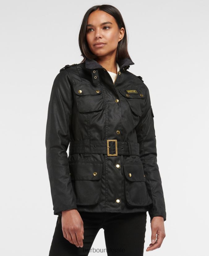 Ladies International Waxed Jacket Barbour Women R08LB61380 Clothing Black - Click Image to Close