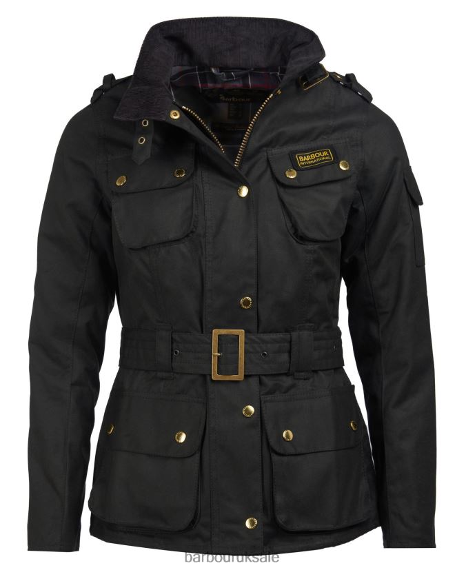 Ladies International Waxed Jacket Barbour Women R08LB61380 Clothing Black