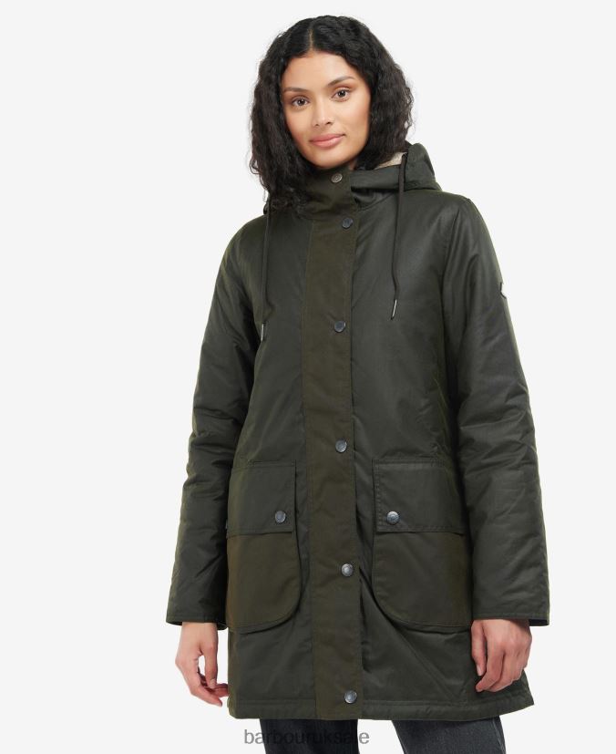 Lunan Wax Jacket Barbour Women R08LB61397 Clothing Fern/Olive/Limeade - Click Image to Close