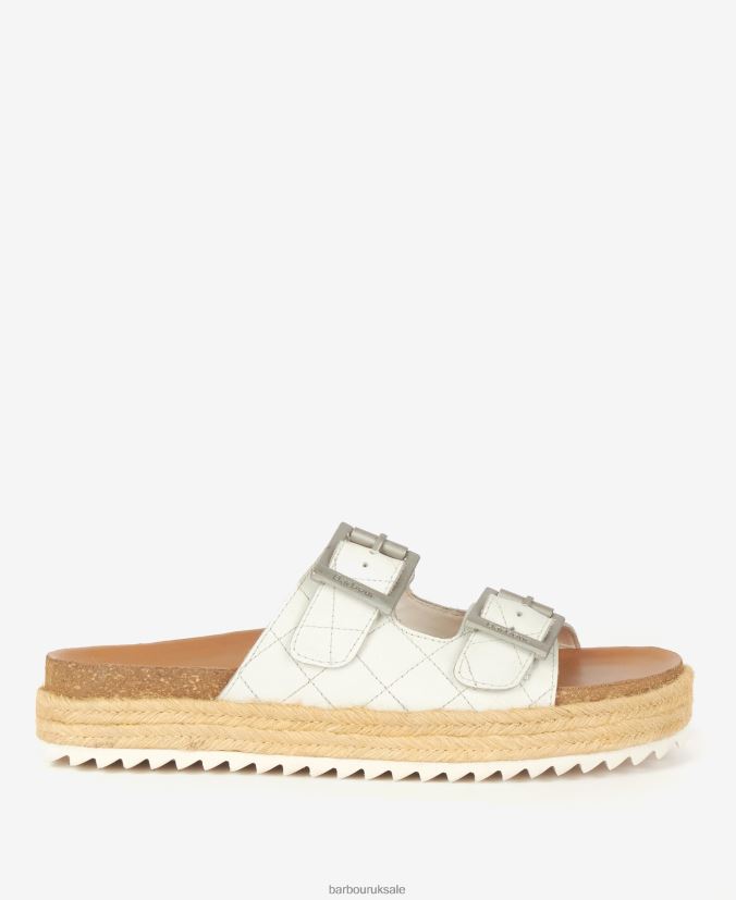 Pamela Diamond Quilted Sandals Barbour Women R08LB62120 Footwear Classic White - Click Image to Close